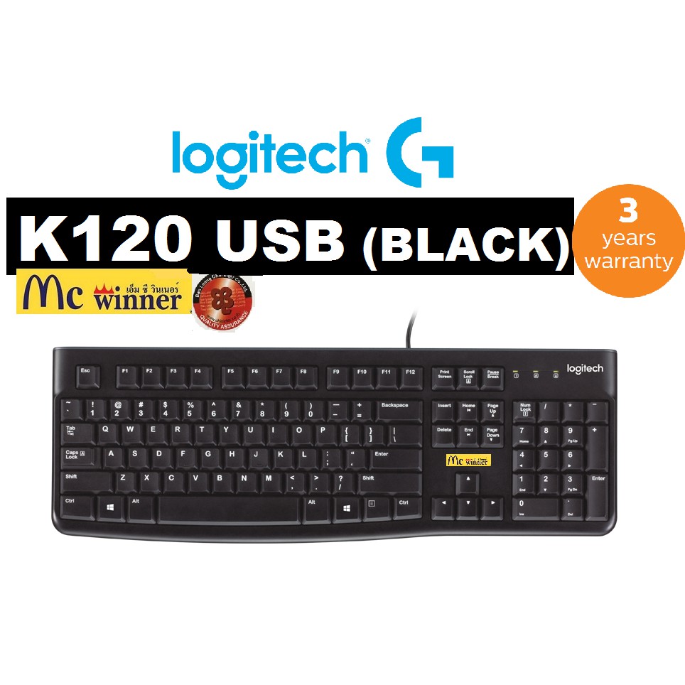 KEYBOARD (คีย์บอร์ด) LOGITECH K120 USB (ENG/THAI) - ของแท้ รับประกัน 3 ปี