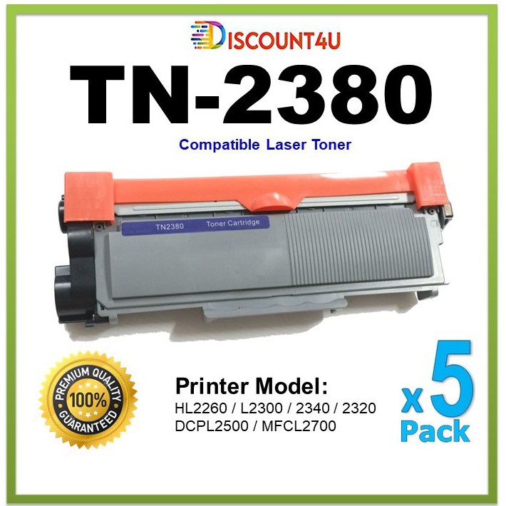 Discount4u ..**Pack 5 **  ตลับหมึกเลเซอร์ Toner TN2380/TN-2380/TN-2360/2360 For HL-L2320D/HL-L2360DN