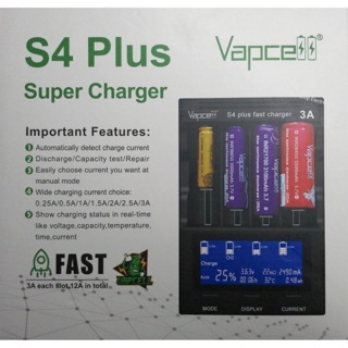 เครื่องชาร์จถ่าน Vapcell S4 Plus ของแท้เช็คโค๊ดได้