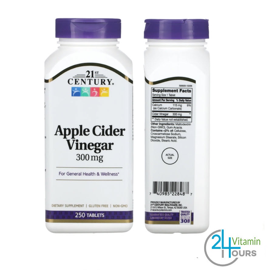 < พร้อมส่ง > 21st Century Apple Cider Vinegar, 300 mg, 250 เม็ด - แอปเปิ้ลไซเดอร์ เวนิกา