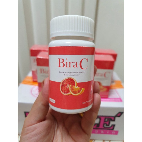 Bira C (แท้ 100%)ไบร่าซี วิตามินซี 1000 มก. กินเสริมภูมิคุ้มกันไข้หวัด บำรุงผิวใส กระปุกละ 30 เม็ด