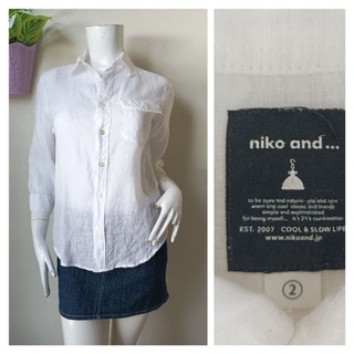 niko and เสื้อเชิ้ตสีขาว ผ้าลินิน ไม่ยืด  Size XS รอบอก  36 นิ้วค่ะ