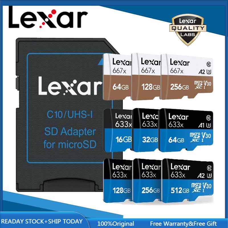 Lexar การ์ดหน่วยความจํา micro sd 128GB cartao de memoria tarjeta micro sd card microsd 256GB ส่งฟรี tf card 512GB sd cards gopro