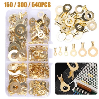 New M3-M10 Non-insulated Wire Connector Copper Crimp Terminals Assortment Kit