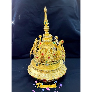 รัดเกล้า ชฎา ลงทอง เพชรสี Lisa Thai Top Tiara Gold  color