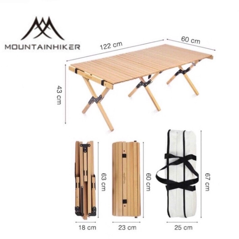 พร้อมส่ง โต๊ะไม้ม้วนไม้บีช Mounthikแคมป์ปิ้งCamping ไม้จริง สำหรับออกแคมป์ ไม้เรียบหรูสวยงาม