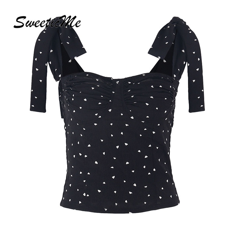 เสื้อจับจีบสองสายแฟชั่นลูกไม้ดอกไม้สําหรับผู้หญิง