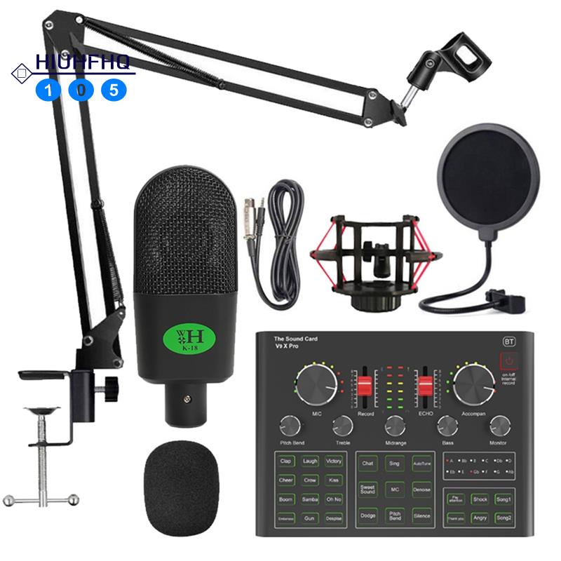 K18 Condenser Microphone Set with V9X PRO Live Sound Card, for Computer
