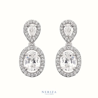 Neriza Jewelry/ต่างหูเพชรสังเคราะห์ ประกายเทียบเท่าเพชรแท้ เครื่องประดับเพชรเจ้าสาว ต่างหูเพชรระย้า NE141