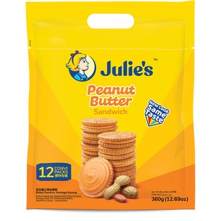 julies Peanut Butter Sandwich จูลี่ บิสกิต สอดไส้เนยถั่ว ห่อใหญ่ 360 กรัม