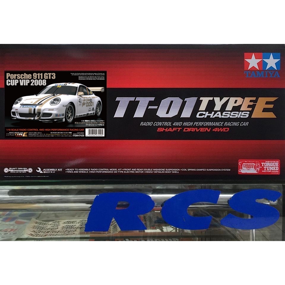 🏁 TAMIYA 47429A ชุดคิท PORSCHE 911 GT3 CUP VIP2008 (TT-01 type E) ไม่มีสปีดคอนโทรล สร้างและทำสีเอง (47429)