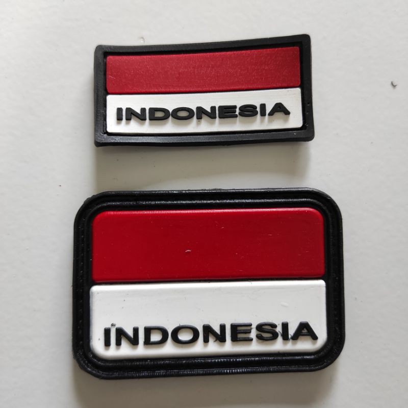 ยาง PATCH ONE ชุดขนาดใหญ่ INDONESIAN FLAG + SMALL INDONESIAN FLAG / RUBBER EMBLEM PATCH
