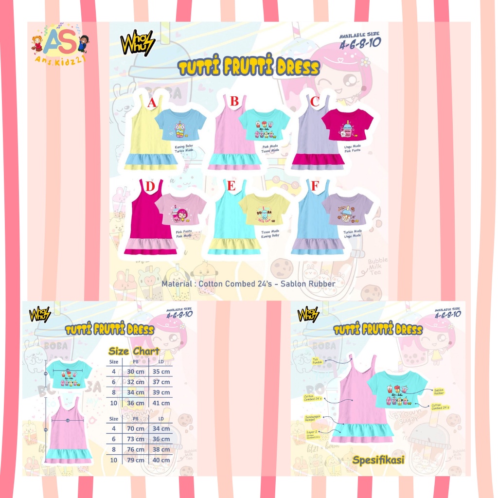 TUTTI FRUTTI DRESS 4-10 Y โดย WHASWHUS