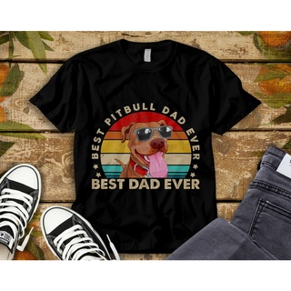 ROUNDคอลูกเรือNeckเสื้อยืด พิมพ์ลาย Best PitBull Dads Day Fathers Day Dog สําหรับผู้ชาย และผู้หญิง-4XL