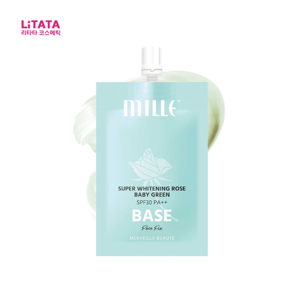 [ซอง] มิลเล่ ซุปเปอร์ ไวท์เทนนิ่งกรีน เบส Mille Super White Rose Baby Green Base SPF30/PA++ 6กรัม
