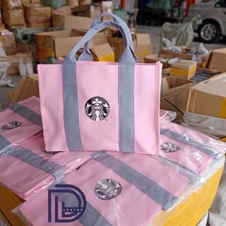 กระเป๋าผ้า Starbucks คอลเลคชั่นใหม่ กระเป๋าสตาร์บัคสีชมพู กระเป๋าถือสตาร์บัค