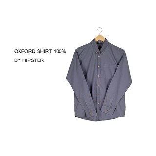 เสื้อเชิ้ต oxford สีพื้น ทรงเสื้อปกติ ใส่สบาย ใส่ได้คอปก แขนยาว สีเทาเข้ม