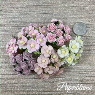 เซ็ท DIY  รวม 60 ดอกจิ๋วและเล็ก ดอกไม้กระดาษสา งานประดิษฐ์ งานแต่ง Mulberry Paper Flowers (P01)