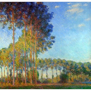 ภาพวาดผ้าใบ รูปทิวทัศน์ Poplars on the Banks of the River Epte Claude Monet สําหรับตกแต่งบ้าน