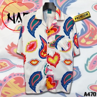 เสื้อฮาวายลายลูกน้ำปาก A470 ผ้าไหมอิตาลี