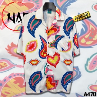 เสื้อฮาวายลายลูกน้ำปาก A470 ผ้าไหมอิตาลี