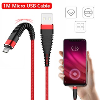 1M Micro USB Cable สายชาร์จ แบบถัก ชาร์จเร็ว สำหรับ Android Xiaomi Redmi Note 10 Pro Micro สายชาร์จ ชาร์จเร็ว Charging Cable