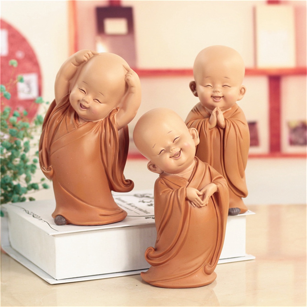 ∏Little Monk Sculpture Resin Hand-Carved Buddha Statue Home Car Decoration Accessories Gift Small Buddha Statue Creative