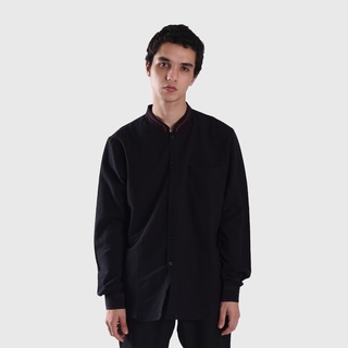 เสื้อเชิ้ต KS182 Ardabil Koko คอหยาบ สีดํา