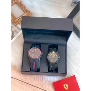 เซทสุดคุ้ม❤️7,990 Set Ferrari  - Mens 0830245 REDREV Analog Display Quartz Black Watch หน้าปัด 44mm.  - Ferrari RedRev