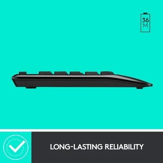Logitech MK345 Wireless Combo Mouse and Keyboard (เมาส์ คีย์บอร์ดไร้สาย พร้อมปุ่มลัดและที่วางพักมือ) คีย์แคป ไทย/อังกฤษ