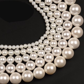 Wholesale Round Loose White Shell Pearls Beads 4,6,8,10,12mm DIY Bracelet Gifts