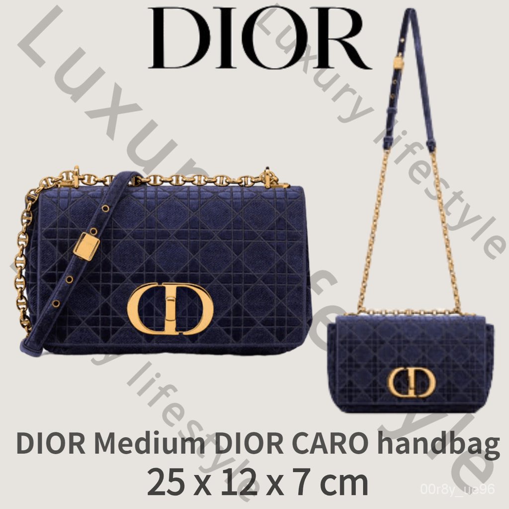【ของแท้ 100%】Medium DIOR CARO handbag/กระเป๋าถือ DIOR CARO ขนาดกลาง uykX