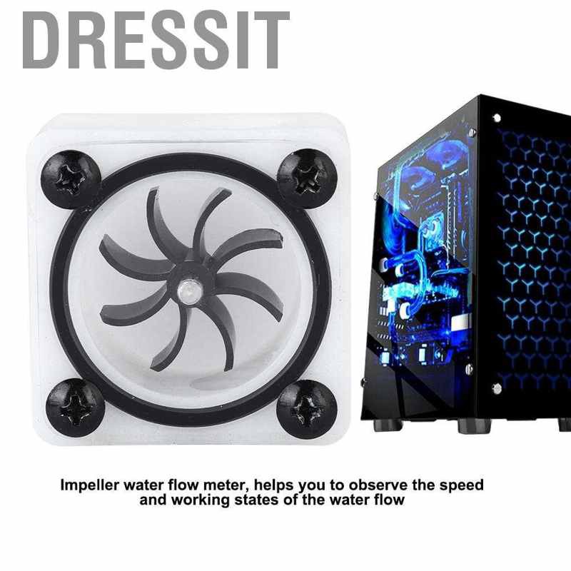 Dressit-th PC Water Cooling 8 Impeller Flow Meter สอง / สามทาง G 1 / 4 Thread Dh สีของวัดมาตราส่วน