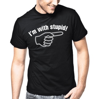 เสื้อผ้าผชเสื้อยืด พิมพ์ลาย IM With Stupid Patter ของขวัญตลกS-5XL