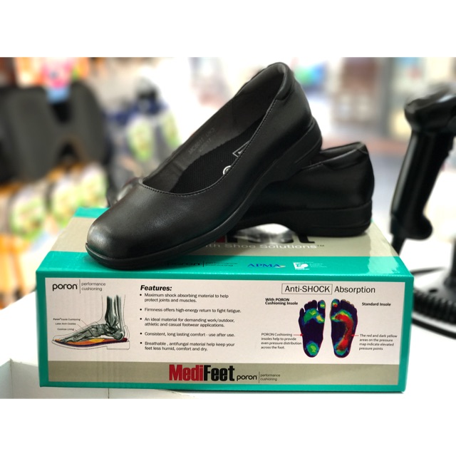 รองเท้าคัชชูสุขภาพMedifeetสีดำ สำหรับลูกเรือรุ่น6011 ส่งตรงจากเมืองไทย