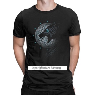 เสื้อยืด ผ้าฝ้าย พิมพ์ลาย Ragnarok Moon Vikings Valhalla Son Of Odin สําหรับผู้ชายS-5XL