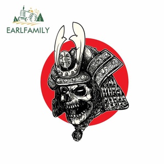 Earlfamily สติกเกอร์ไวนิล ลายหัวกะโหลก Samurai สไตล์ญี่ปุ่น ขนาด 13 ซม. x 9.8 ซม. กันรอยขีดข่วน สําหรับติดตกแต่งรถยนต์