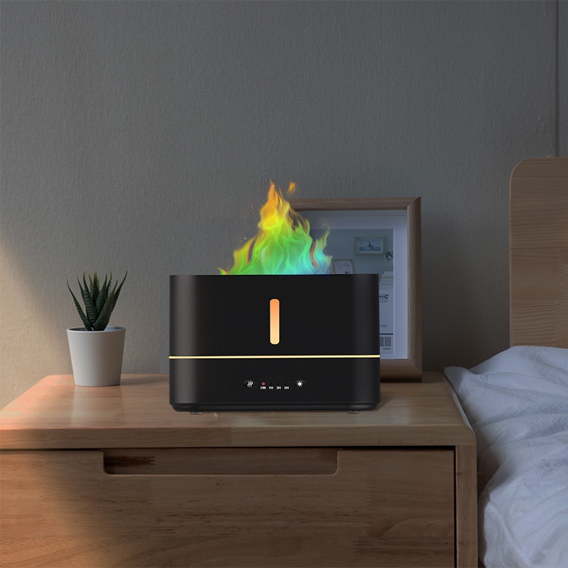 เครื่องพ่นอโรม่า เครื่องพ่นไอน้ํา เครื่องฟอกอากาศ มีไฟLED ขนาด 300mL แบบควบคุมระยะไกล สีสัน เปลวไฟ เครื่องพ่นอโรม่า เครื่องพ่นไอน้ำ