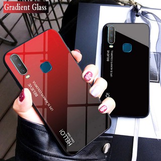 ❤💗เคสกระจกนิรภัยไล่โทนสีสําหรับ Vivo Y17 Y 17 กรณี