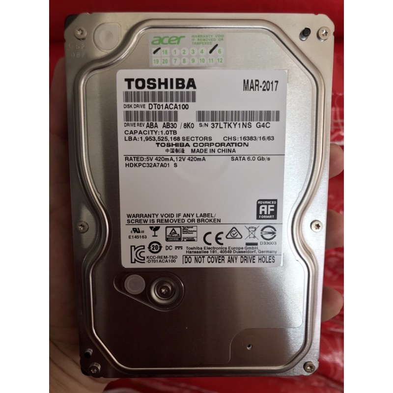 hdd 1tb toshiba สวยๆเเรงๆ สภาพยังใหม่ TOSHIBA Desktop Hard Drives 3.5" 1TB SATA III 6Gb/s 32MB (DT01