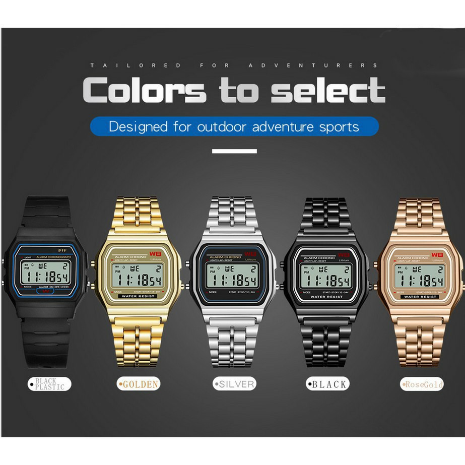 นาฬิกาแฟชั่น casio จอ LED นาฬิกาข้อมือดิจิตอล นาฬิกา Quartz ...