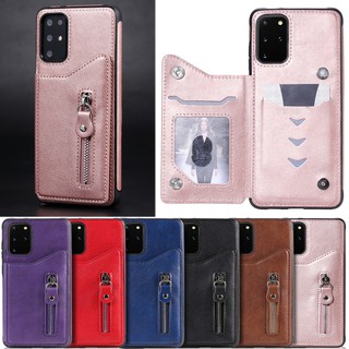 เคสโทรศัพท์หนัง PU นิ่ม ฝาพับ พร้อมช่องใส่บัตร มีซิป สําหรับ Samsung Galaxy S10 Plus S8 Plus S9 Plus Note 9 Note 8