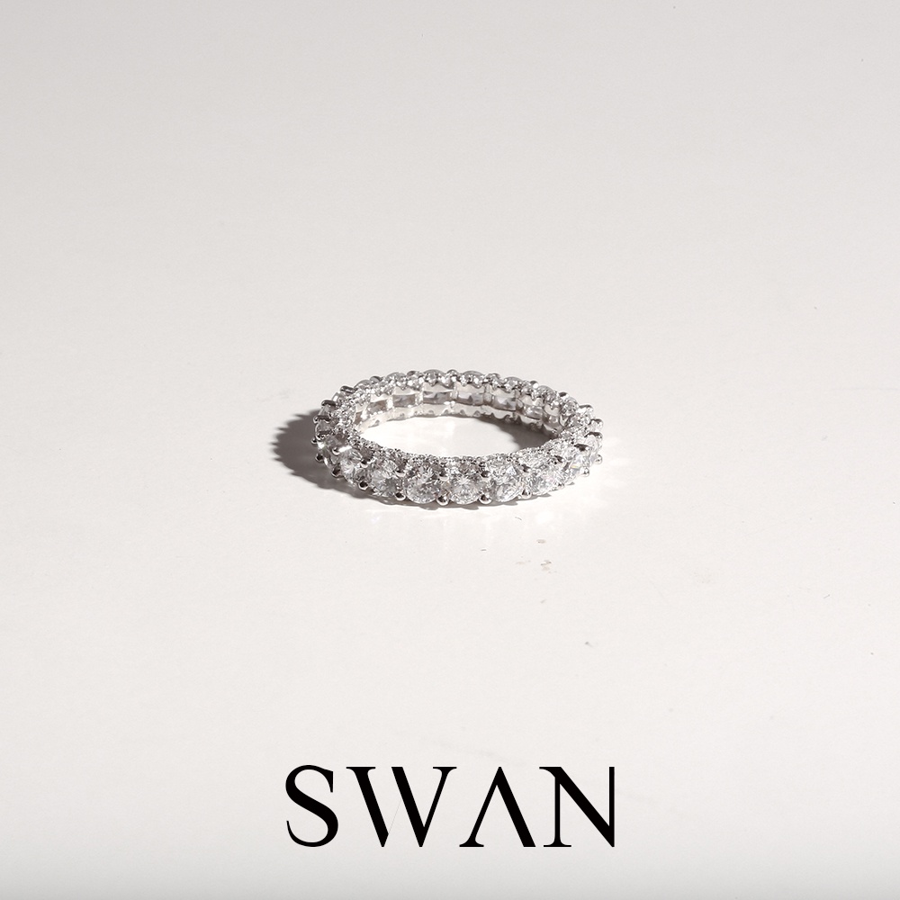 [ส่งด่วนฟรี]SWAN - Rows Ring แหวนเงินแท้ แหวนฝังรอบ ฝังเพชรคิวบิกเซอร์โคเนีย cubic zirconia
