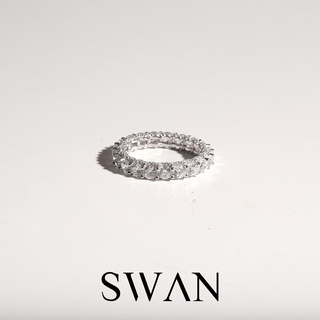 [ส่งด่วนฟรี]SWAN - Rows Ring แหวนเงินแท้ แหวนฝังรอบ ฝังเพชรค…