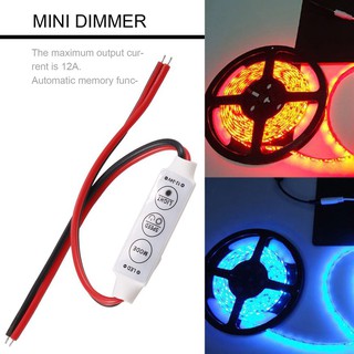 Mini 3 keys Controller Dimmer for 3528 5050 LED สวิทช์ไฟควบคุมการหรี่แสง สําหรับสายไฟ 12A 12V-24V for LED Strips Monochrome Controller