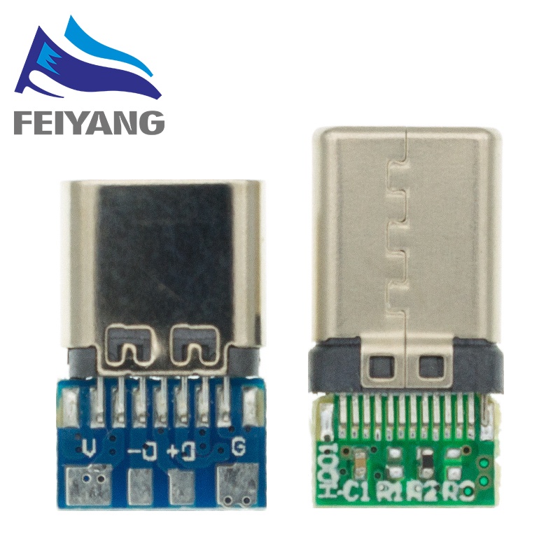 10 ชิ้น USB 3.1 ประเภท C Connector 24 Pins ชาย/หญิงซ็อกเก็ต Receptacle อะแดปเตอร์เพื่อบัดกรีลวดและสาย 24 Pins สนับสนุน PCB Board