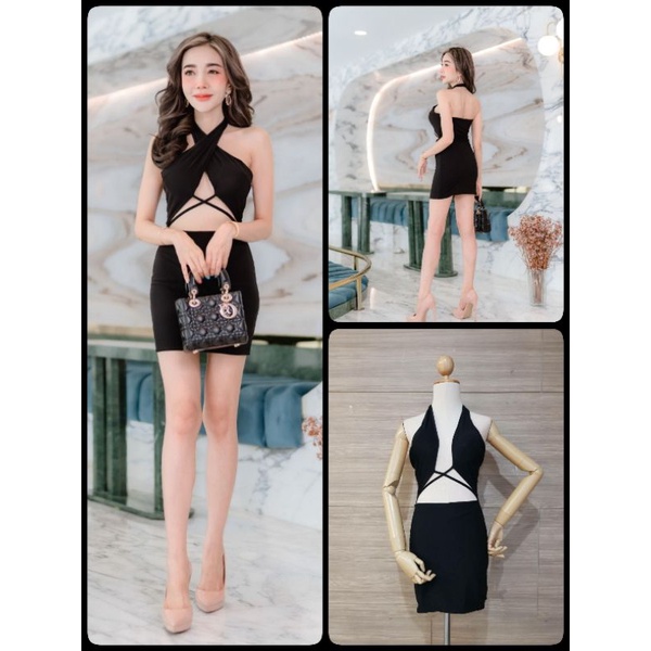 🥰🥰 New !!!ชุดเดรสผ้า ity  คล้องคอ เว้าอก สุดเซ็กซี่😻😻