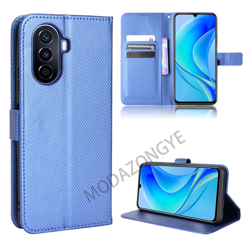 Huawei Nova Y70 เคส Phone Holder Stand Case Huawei NovaY70 เคสฝาพับ Wallet PU Leather Back Cover
