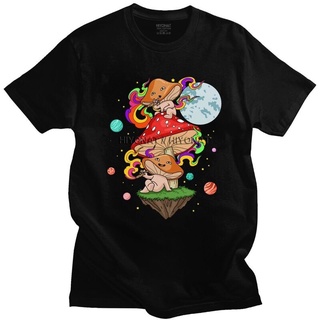 เสื้อยืดวินเทจเสื้อยืดแขนสั้น คอกลม ผ้าฝ้าย พิมพ์ลายเห็ด Psilocybin Psychedelic แฟชั่นฤดูร้อน สําหรับผู้ชาย