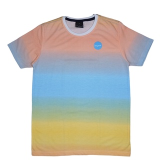 Wrap Around เสื้อยืด คอกลม  ไล่สีส้มฟ้าเหลือง สดใส